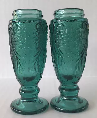 Vintage Indiana Tiara Salt & Pepper Shakers Teal Depression Glass Style • $35