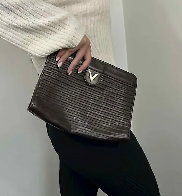 Vintage Valentino Brown Monogram Clutch Bag • $55