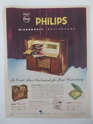 Vintage Australian Advertising 1954 Ad PHILIPS MICROMAGIC RADIO RADIOGRAMS  • $21.95