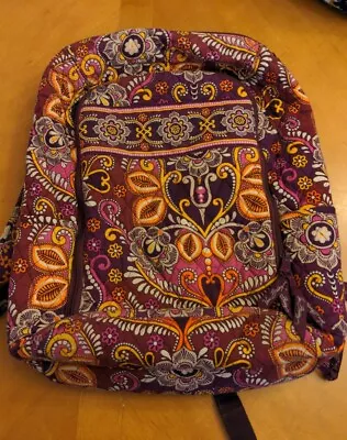 Vera Bradley Backpack Laptop Bag Safari Sunset Purple Orange Maroon Paisley   • $13.99