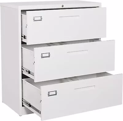 Lateral 3 Drawer Filing Cabinets With Lock For Hanging Files Letter/Legal/F4/A4 • $159.99