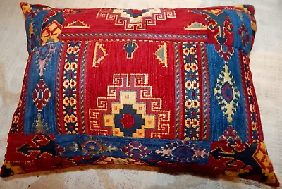 Red & Blue Kilim Patchwork Rectangle Cushion With Pad New Handmade • £14