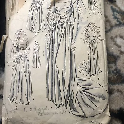 Vogue 1940s Sewing Pattern Bridal Dress Sz 12-20 Evening/Wedding Gown S-4532 Vtg • $14.99