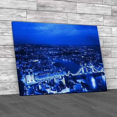 London At Sunset City Skyline Blue Canvas Print Large Picture Wall Art • £14.95