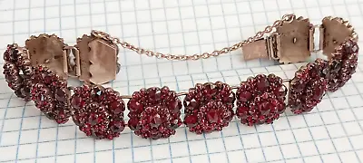 Antique Bracelet Natural Czech Bohemian Garnet Pyrope Women's Jewelry • $440