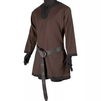 New Basic Medieval Tunic Brown With Black Viking Clothing For Men Renaissance Go • $59.84