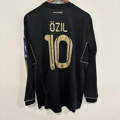 Real Madrid 11/12 Özil #10 Away Long Sleeve Soccer Jersey Mens Large Black • $84.99