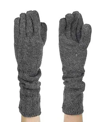 $22.99 • Buy Gloves Gray Grey Angora Wool M Medium 8 1/2  Long Mittens Arm Warmers