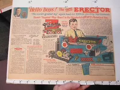 Newspaper Ad 1928 GILBERT Erector Set Playset Premium Catalog 7 1/2 Motorized • $99.99