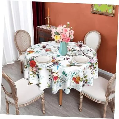  Spring Summer Floral Tablecloth Round 60 Round 60  X 60  Vintage Floral Bird • $23.62