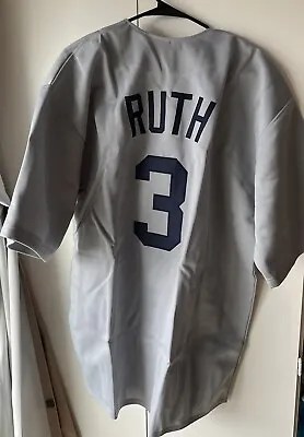NY YANKEE Custom Throwback Babe Ruth #3 Gray Men’s XL Jersey NWOT • $49.99