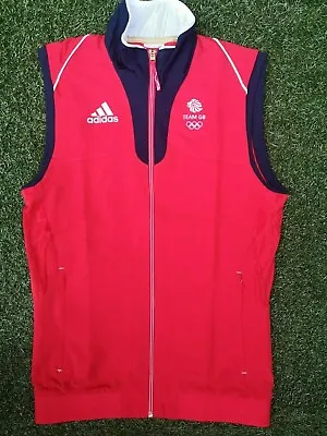 BNWOT ~ London Olympics 2012 Adidas GB Team Issue Red Gilet Jacket ~ 36  Chest • £19.99