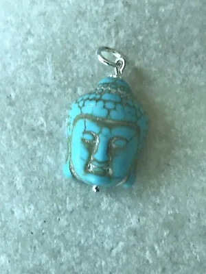 Buddha Head Pendant Howlite Turquoise 925 Sterling Silver  - Gift Bag - Free P&P • £5.79