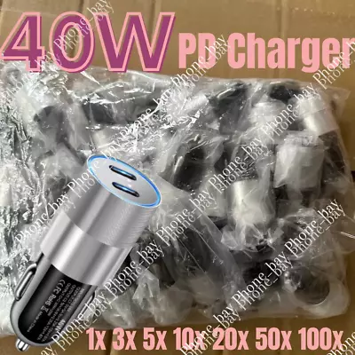 40W Dual USB-C Fast Charging Quick Car Charger Adapter For IPhone Samsung Lot • $465.08