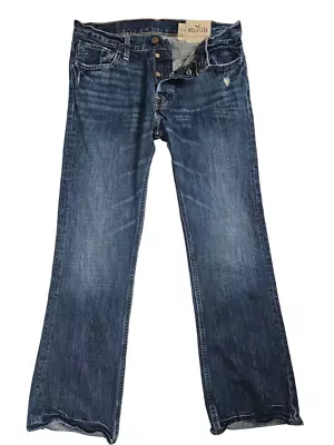 Hollister Men's Distressed Jeans Boomer Low Rise Slim Boot Button Fly 33x32 • $23.99