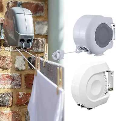 15m/30m Retractable Clothes Reel Double Washing Line Wall Mounted Outdoor • £10.89
