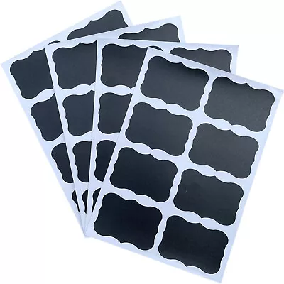 40x Curved Square Chalkboard Label Black Kitchen Storage Jar Chalk Board Sticker • £3.35