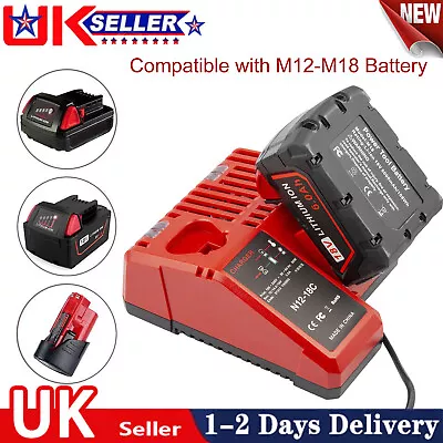 £16.69 • Buy Rapid Charger For Milwaukee M12 M18 12V 18V M12-18C 48-11-1850 Li-ion Battery