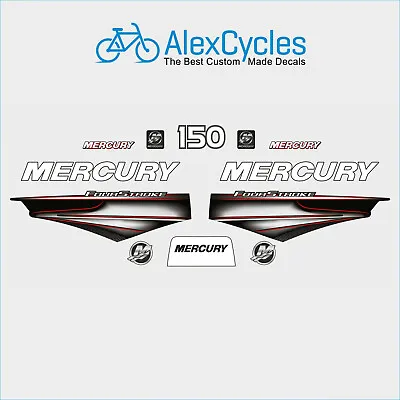 Mercury FourStroke 150 HP Outboadrs Motor Silver Laminated Decals Boat 115 175 • $35.70