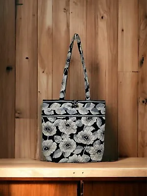 Vera Bradley Camellia Shoulder Tote Black White Flowers • $24.99