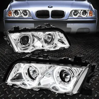 [LED U-Halo] For 99-01 BMW E46 3-Series Chrome Housing Projector Headlight Lamps • $243.88