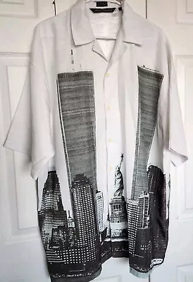 Vintage New York City Twin Towers Print Button Shirt Seals Unlimited Size XL • $39.95