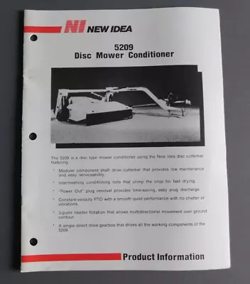 New Idea 5209 Disc Mower Conditioner - 1988 Product Information Booklet • $14.88