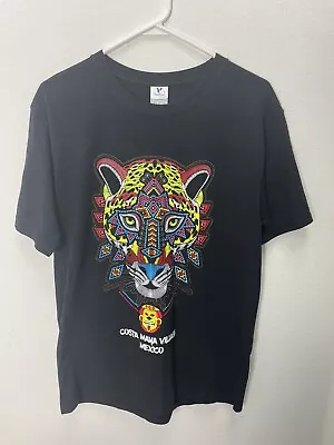 Men's Medium Yazbek Costa Maya Village Mexico Black Graphic T-Shirt Panther Puma • $11.89