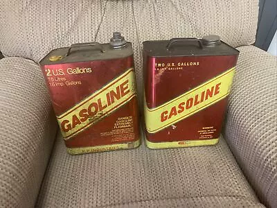 Vintage 2 Gallon Steel Gas Cans Stancan Antique Gas Station Advertising 2 • $20