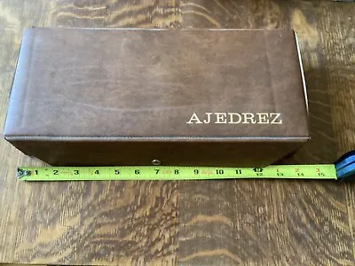 Vintage Ajedrez “chicos Pattern” Metal Chess Set Complete In Original Box • $99.99