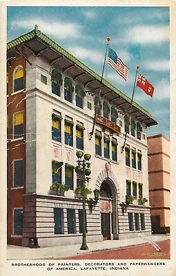 Brotherhood Of Painters Union Headquarters Lafayette Indiana Postcard AS IS • $9.99