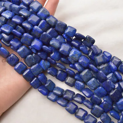 12mm Natural Blue Lapis Lazuli Square Flat Gemstone Loose Beads 15'' Strand • $9.88