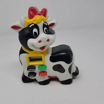 Vintage Cow Kitchen Timer W/ Magnetic Back Or Free Standing WORKS • $16.99