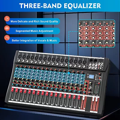 16 Channel Studio Audio Mixer Bluetooth USB Digital Sound Mixing Console Board • $125.40