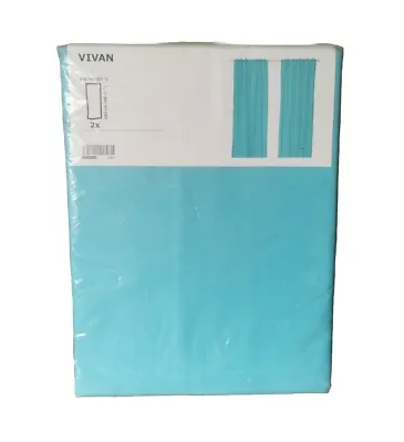 IKEA VIVAN Turquoise Sheer Curtains Blue Lightweight 145X250cm 1 Pair 203.893.25 • £18.95