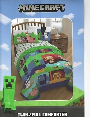 NEW Minecraft Reversible TWIN/FULL Comforter Gaming Kid Adventure • $45.99