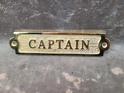 Solid Brass Captain 4.75  Wall Plaque Sign Nautical Beach House Boat Decor • $10.95