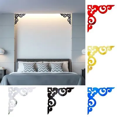 4PCS Acrylic Mirror Wall Corner Sticker Room Decor Cabinet Decals  Home • £3.83