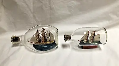 Vintage Set 0f 2 Ships In Glass Bottle Gorch Fock Germany Cutty Sark Nautical • $44.95