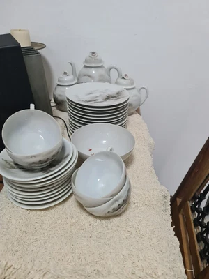 £35 • Buy Beautiful, Delicate Eggshell China Vintage Tea Set Mount Fuji