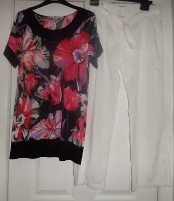 Womens Clothing Bundle M&s White Trousers T Shirt Size 12 • £5.99