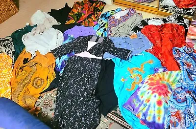 Vintage Clothing Lot 70s 80s 90s Kimonos  Maxi Dresses Skirts Tye Dye 22 Items • $95