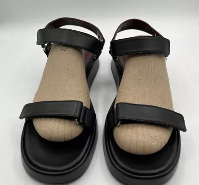 Staud Liz Quarter Strap Womens Sandals Black/Maroon Size 10.5 Outdoor Sandals • $50