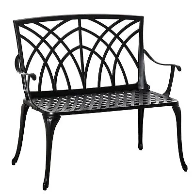 Outsunny 2-Seater Cast Aluminium Garden Bench Loveseat Ergonomic Armrest • £107.99