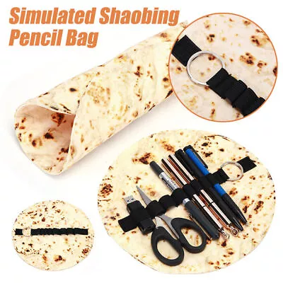 Fun Tortilla Cosmetic Make-up Case Holder Brush Roll Up Pouch Bag Pencil Pen Bag • $15.03