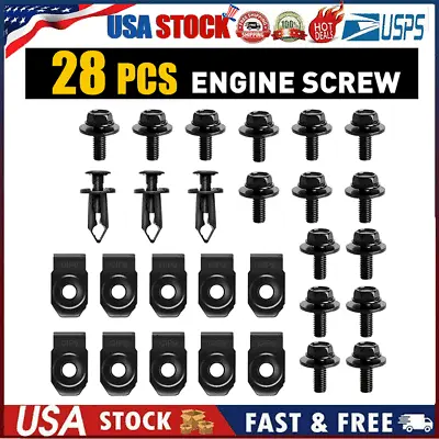 28pc Car Engine Splash Shield Bumper Hardware Kit Body Bolt Screw Nut Clip Rive* • $7.99