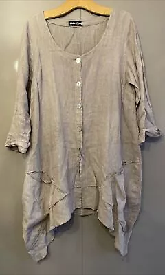Eden Rock Lovely Brown Linen Loose Fit Shirt/ Jacket - Size Medium • £24.99