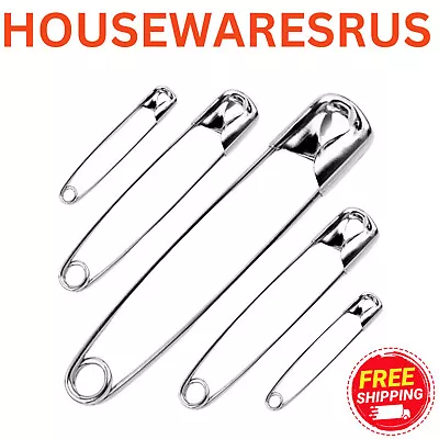 100 SAFETY PINS Assorted Sizes Small-Large Silver Clothes Textile Hemming Craft • £2.89