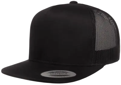 YP Classics Yupoong Flat Bill Trucker Cap Structured Meshback Snapback Hat 6006 • $12.34