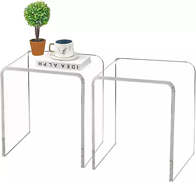Acrylic Side Table Set Of 2 18  H X 16  W X 12  D X 3/5'' Thick Clear Small End • $290.99